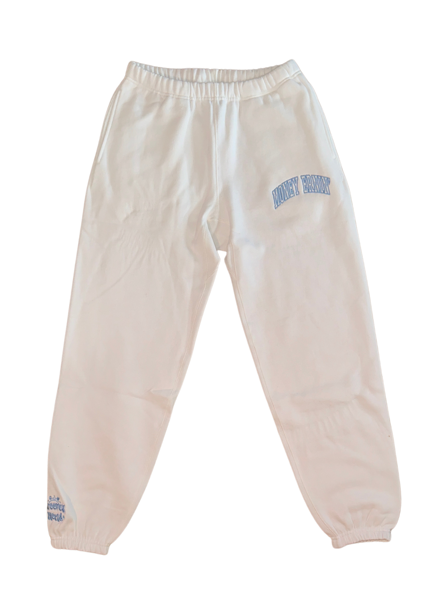 Money Ernin' Sweats - White + Carolina Blue